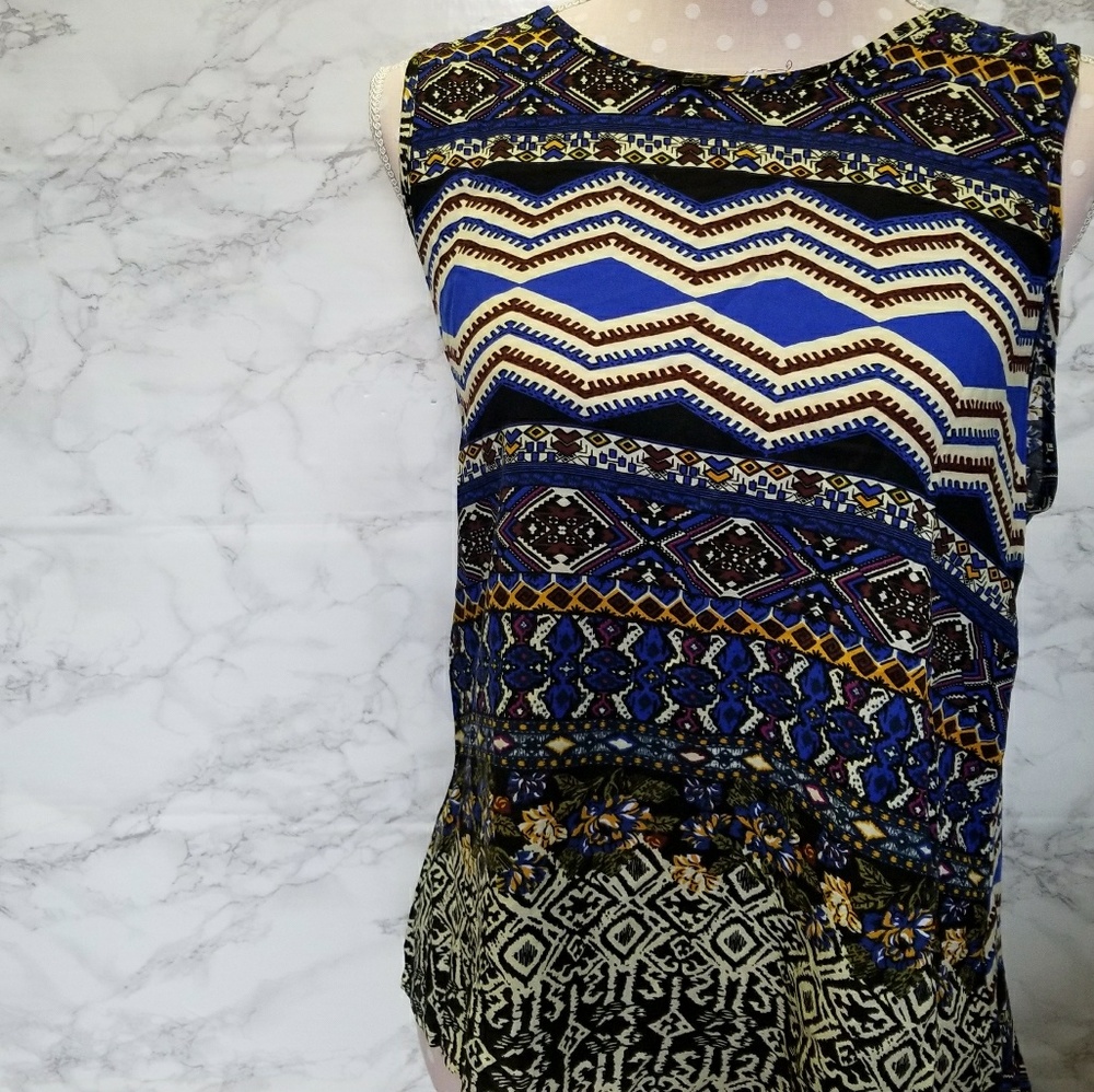 ⭐Elodie royal blue aztec floral flowy tank